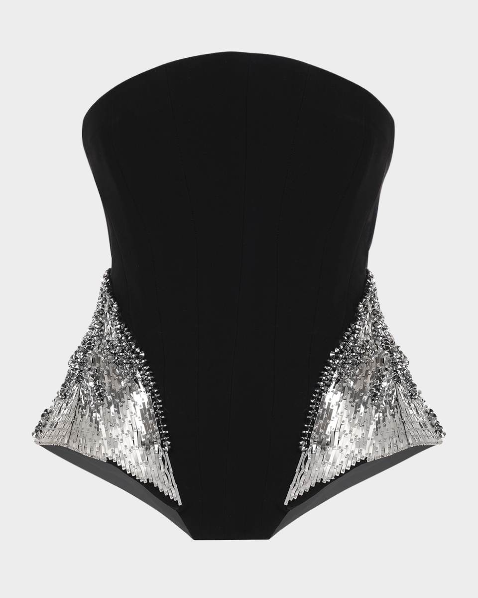 Sequined Strapless Corset Peplum Top